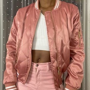 36.5 Pink Shiny Bomber Jacket